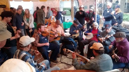 Group of old time players at the Luthiers tent